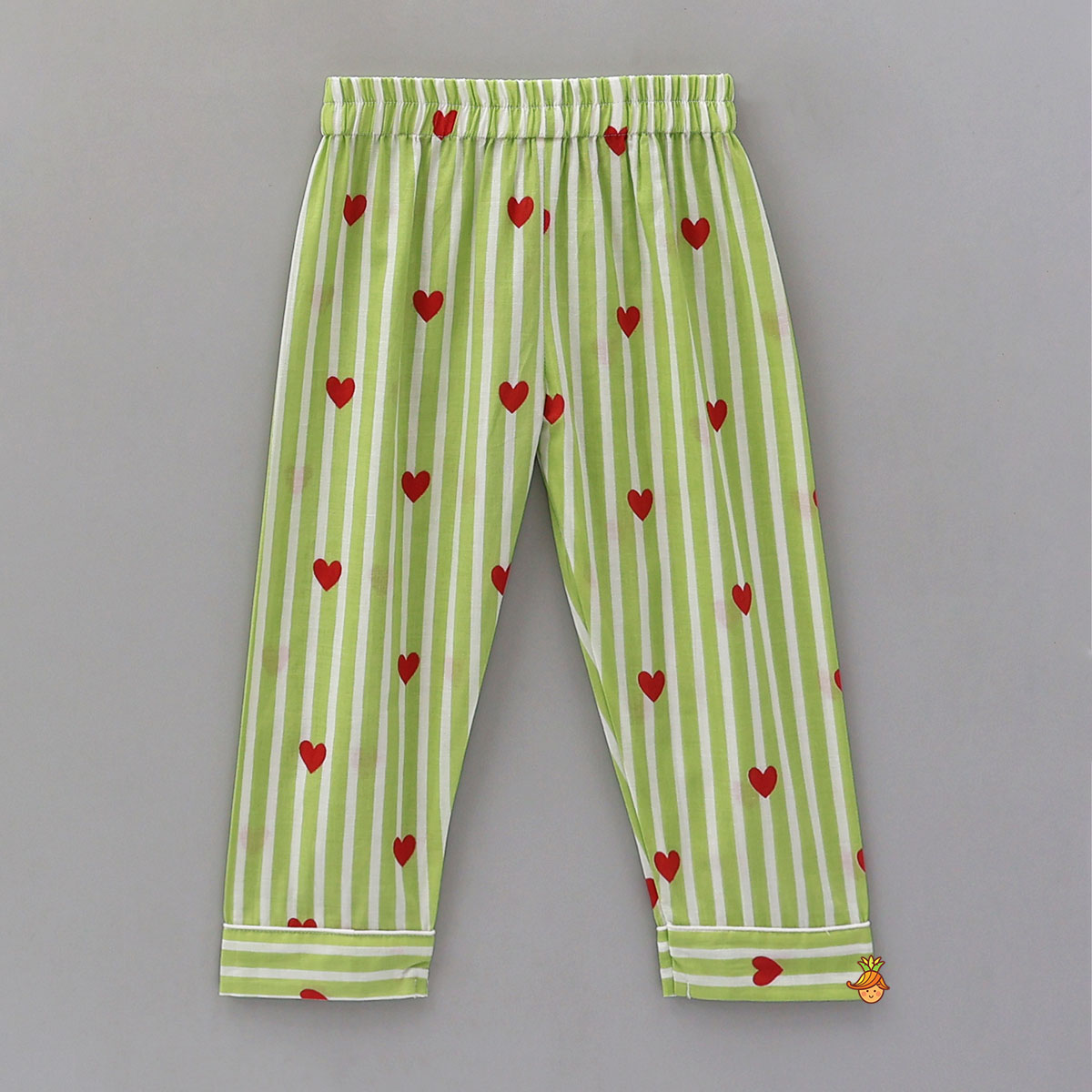 Stripes And Heart Printed Sleepwear Set