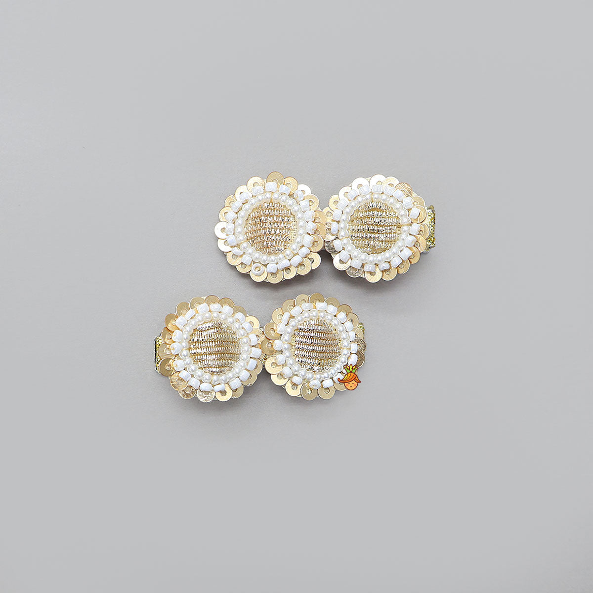 Elegant Sequins And Beads Embellished Hair Clips - Set Of 2