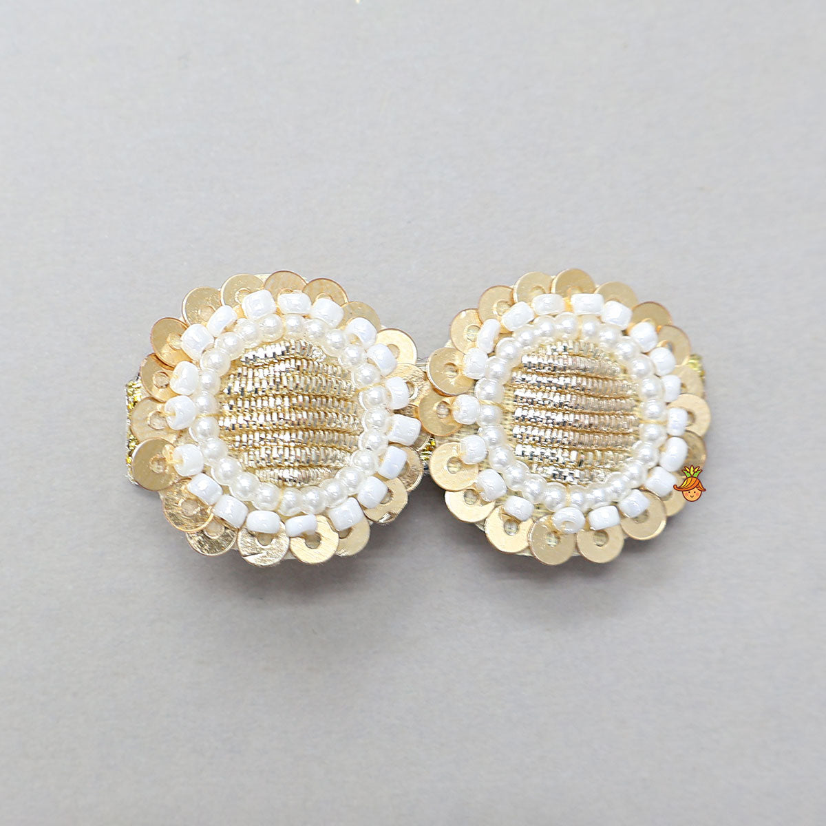 Elegant Sequins And Beads Embellished Hair Clips - Set Of 2