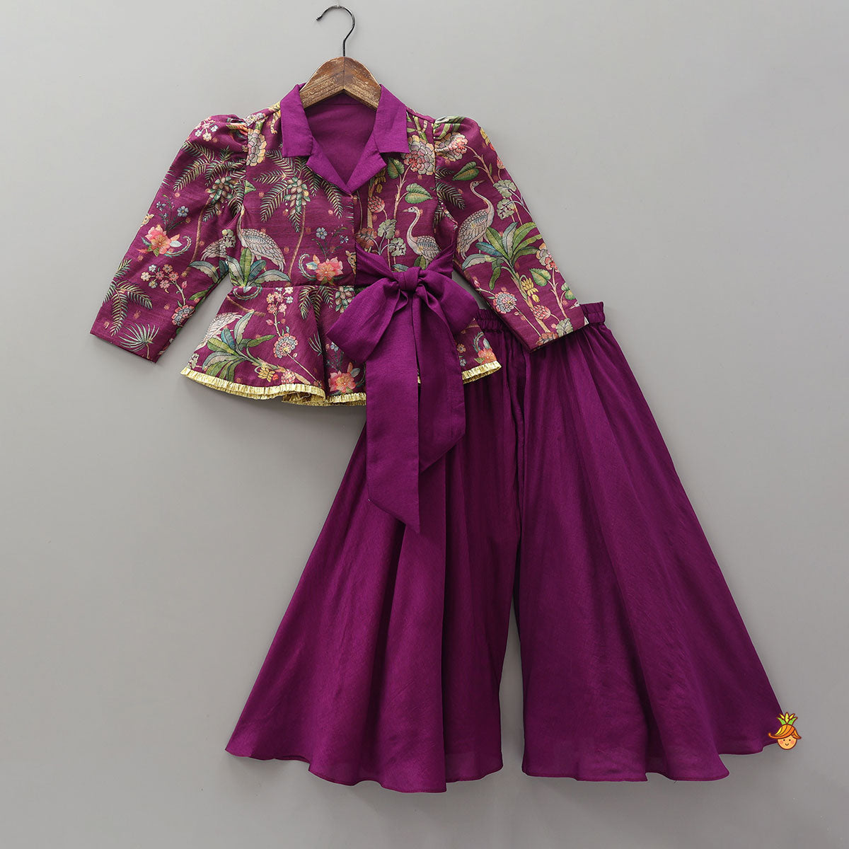 Pre Order: Jacket Style Peplum Top And Flared Palazzo