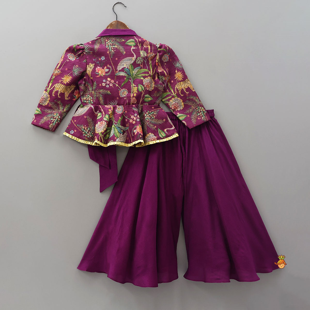 Pre Order: Jacket Style Peplum Top And Flared Palazzo