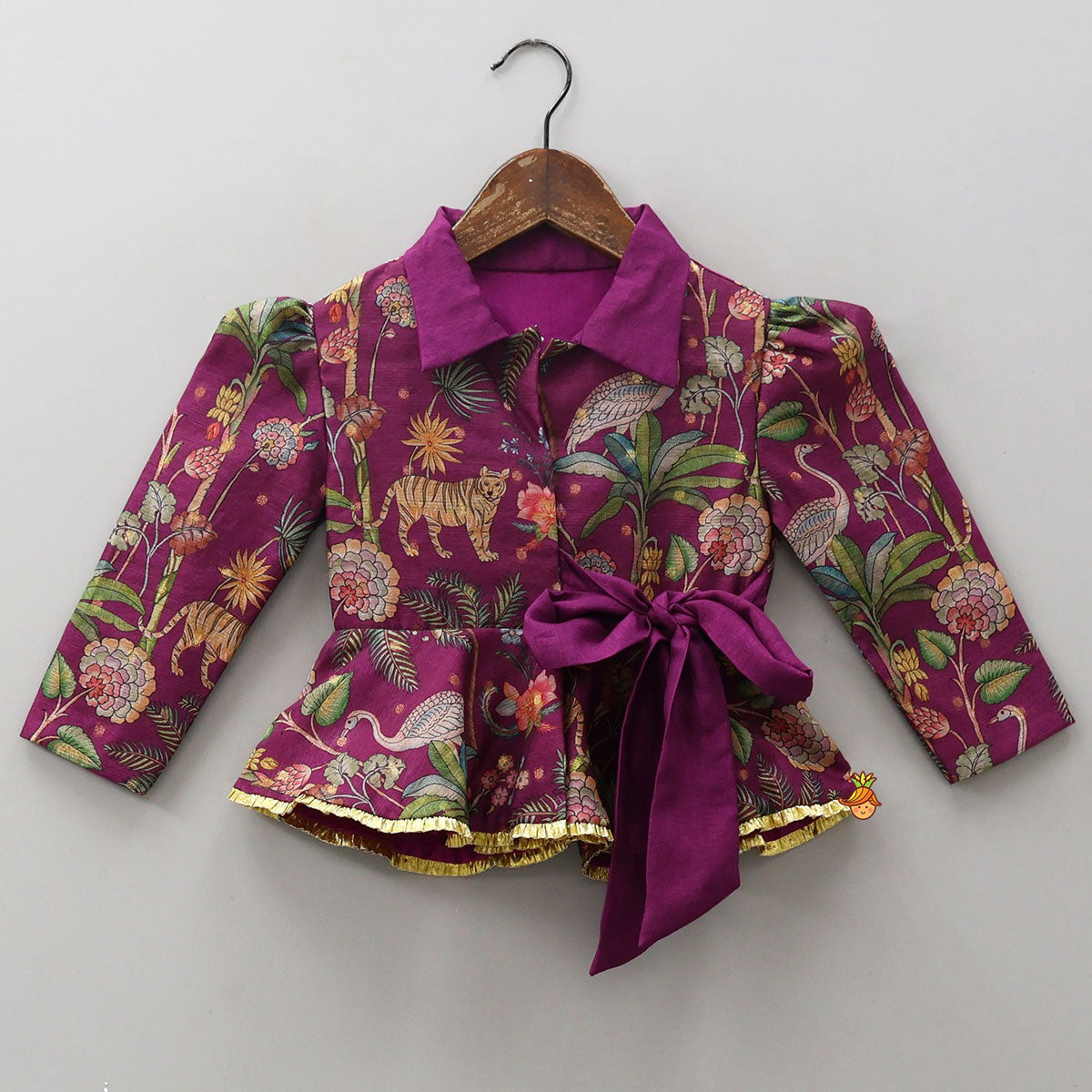 Pre Order: Jacket Style Peplum Top And Flared Palazzo