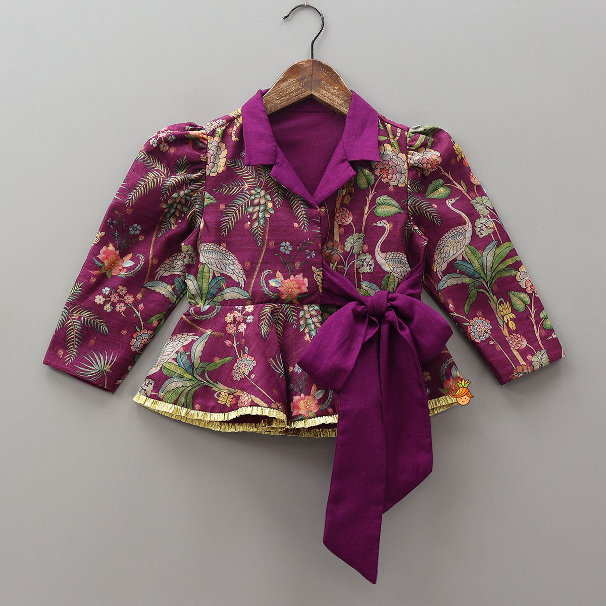 Pre Order: Jacket Style Peplum Top And Flared Palazzo