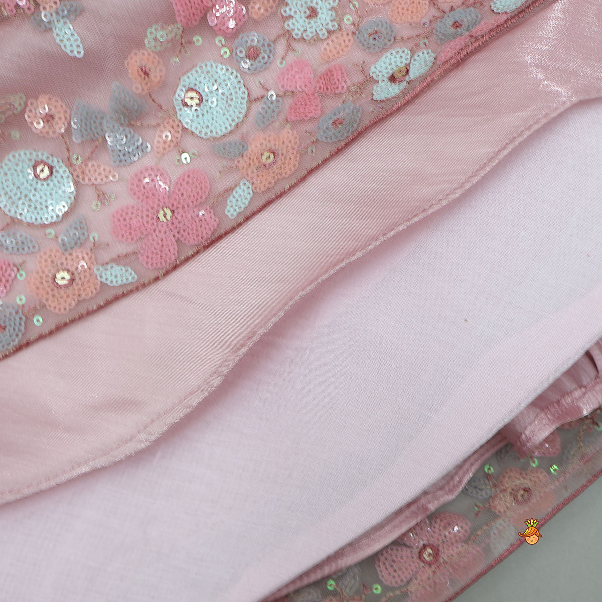 Pre Order: Sequined Crop Top And Lehenga With Net Dupatta