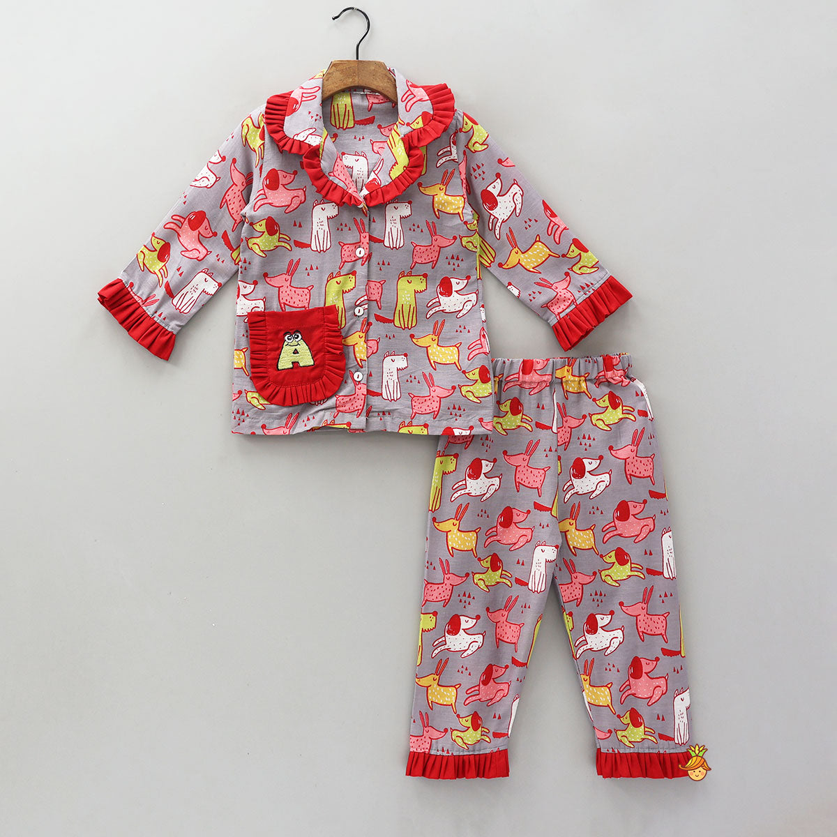 Pre Order: Frill-Detailed Cotton Sleepwear