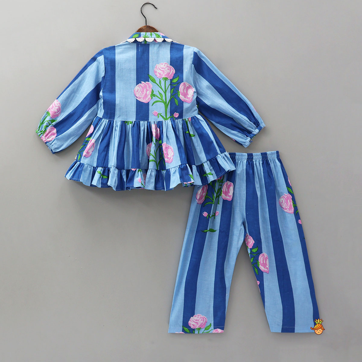 Pre Order: Striped Frilly Top And Pyjama