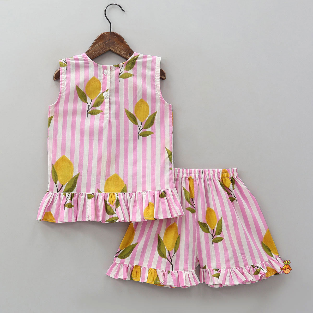 Pre Order: Striped Frilly Top And Shorts