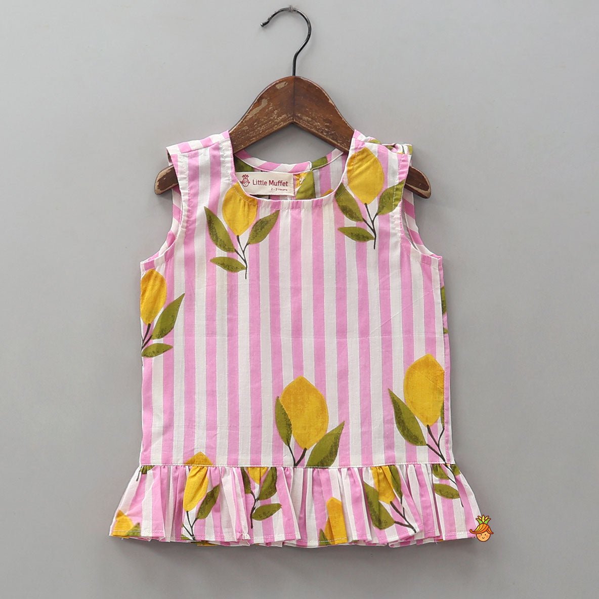 Pre Order: Striped Frilly Top And Shorts