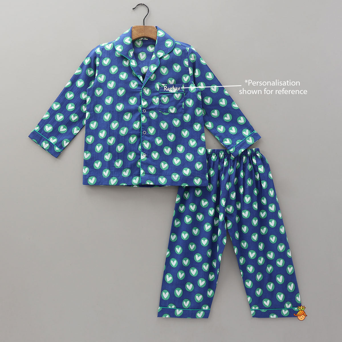 Pre Order: Notch Collar Heart-Printed Sleepwear