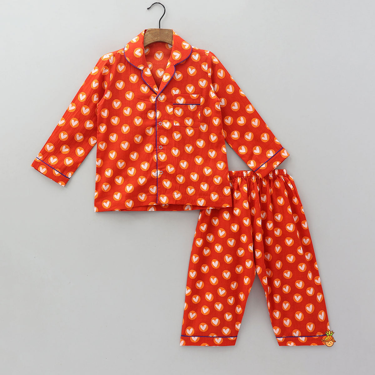 Pre Order: Patch Pocket Detail Heart-Printed Sleepwear