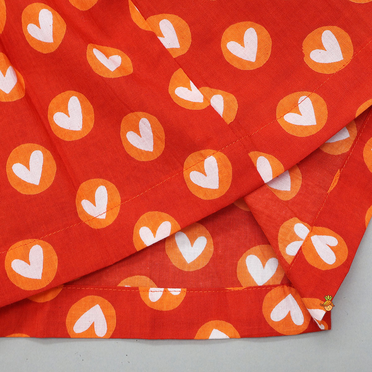 Pre Order: Patch Pocket Detail Heart-Printed Sleepwear