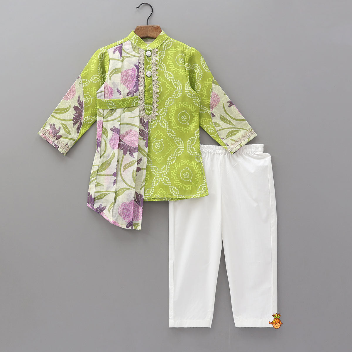 Bandhani Printed Flap Kurta And Pyjama