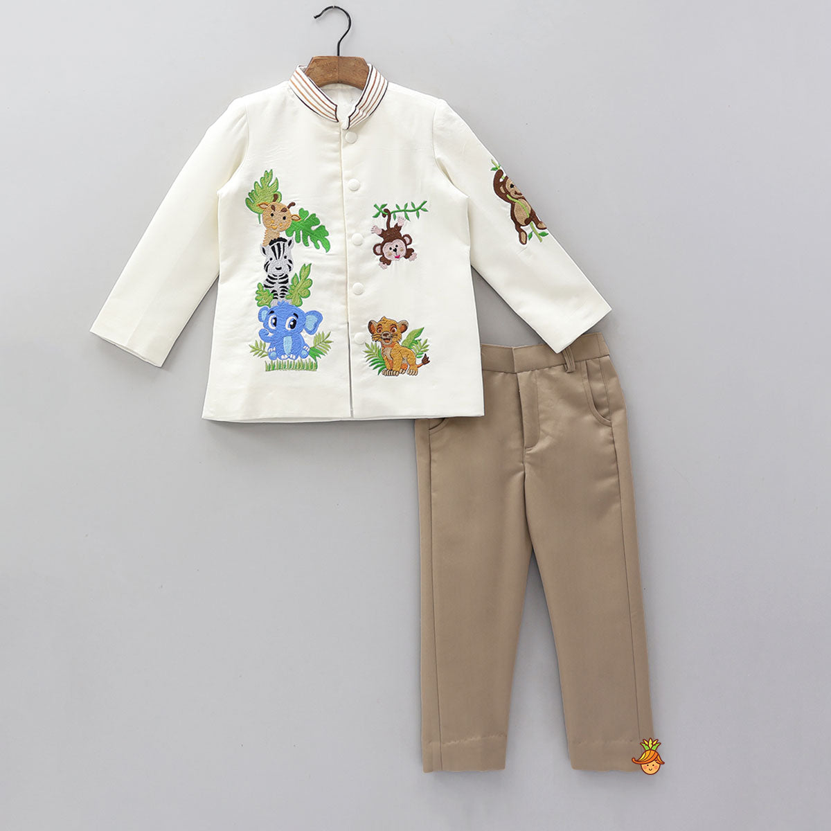 Pre Order: Animal Motif Embroidered Sherwani And Pant