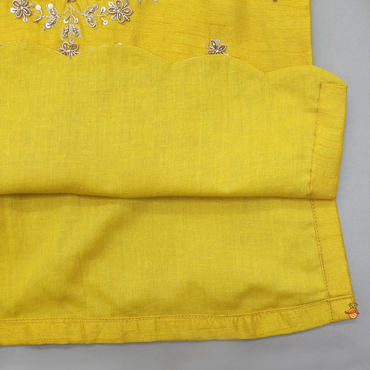 Pre Order: Scalloped Design Kurti And Shimmery Sharara With Matching Dupatta