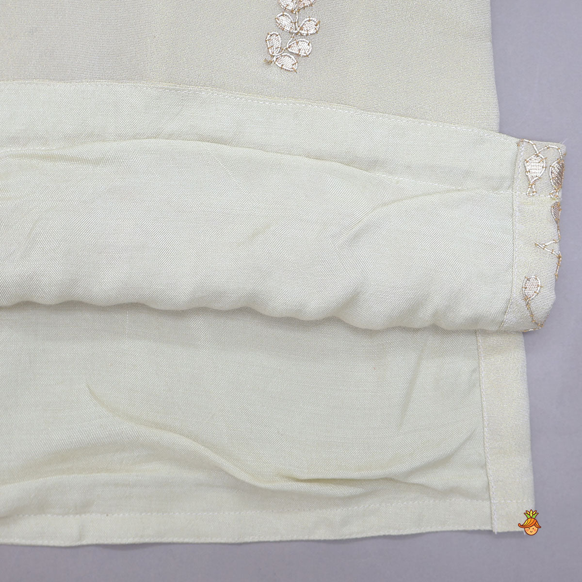 Pre Order: Gota Work Shimmery Kurti And Sharara With Fringes Detailed Dupatta