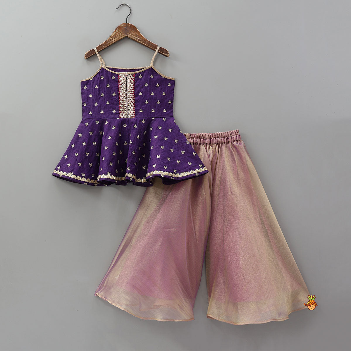 Strappy Ethnic Peplum Kurti With Flared Palazzo