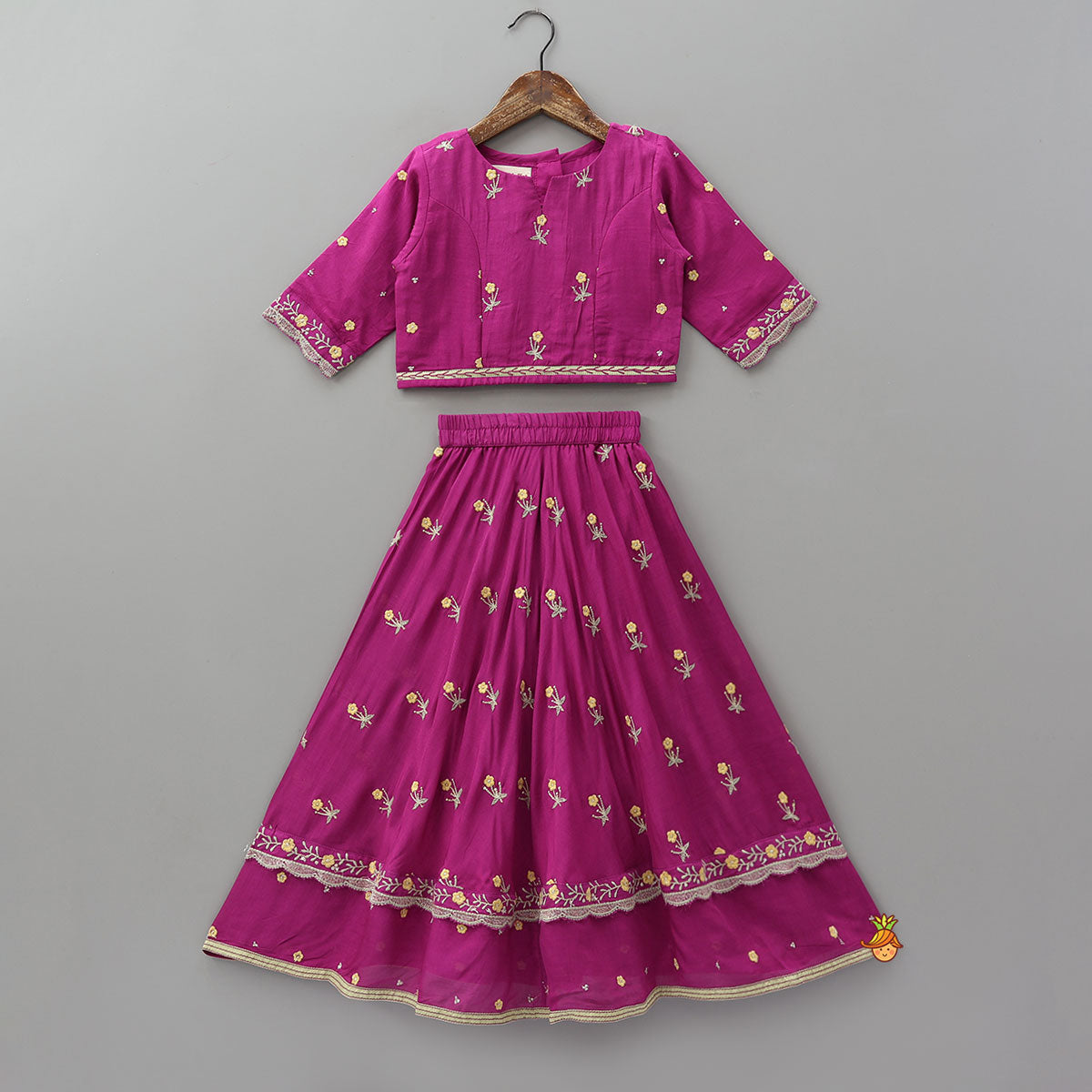 Gracefully Thread Embroidered Top And Lehenga
