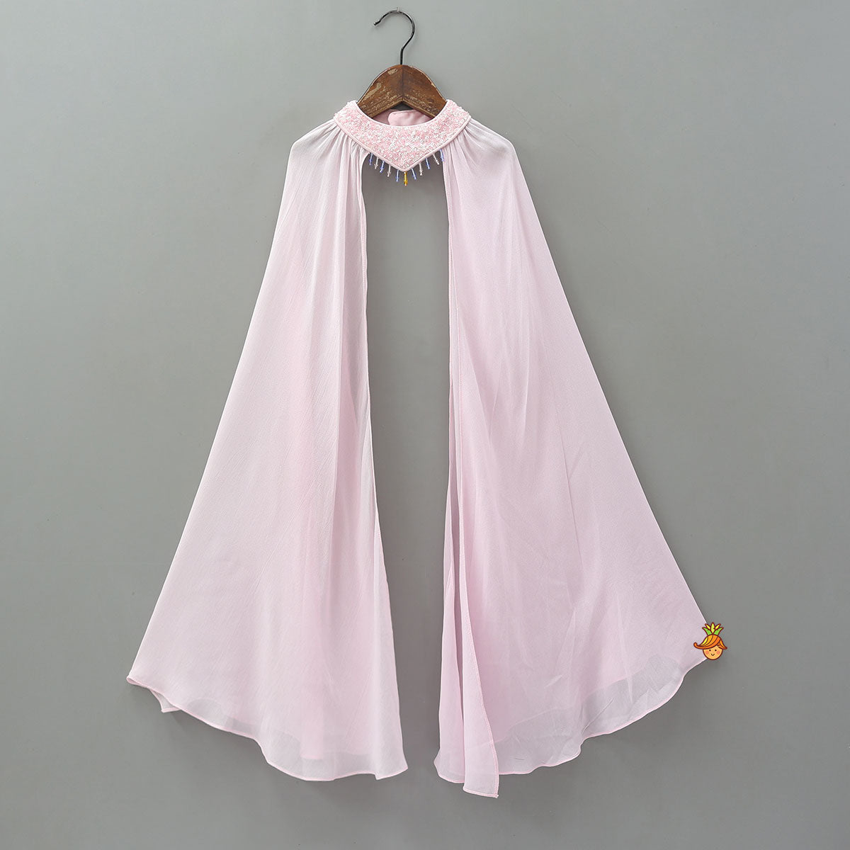 Pre Order: Embroidered Cape-Style Crop Top And Flared Palazzo