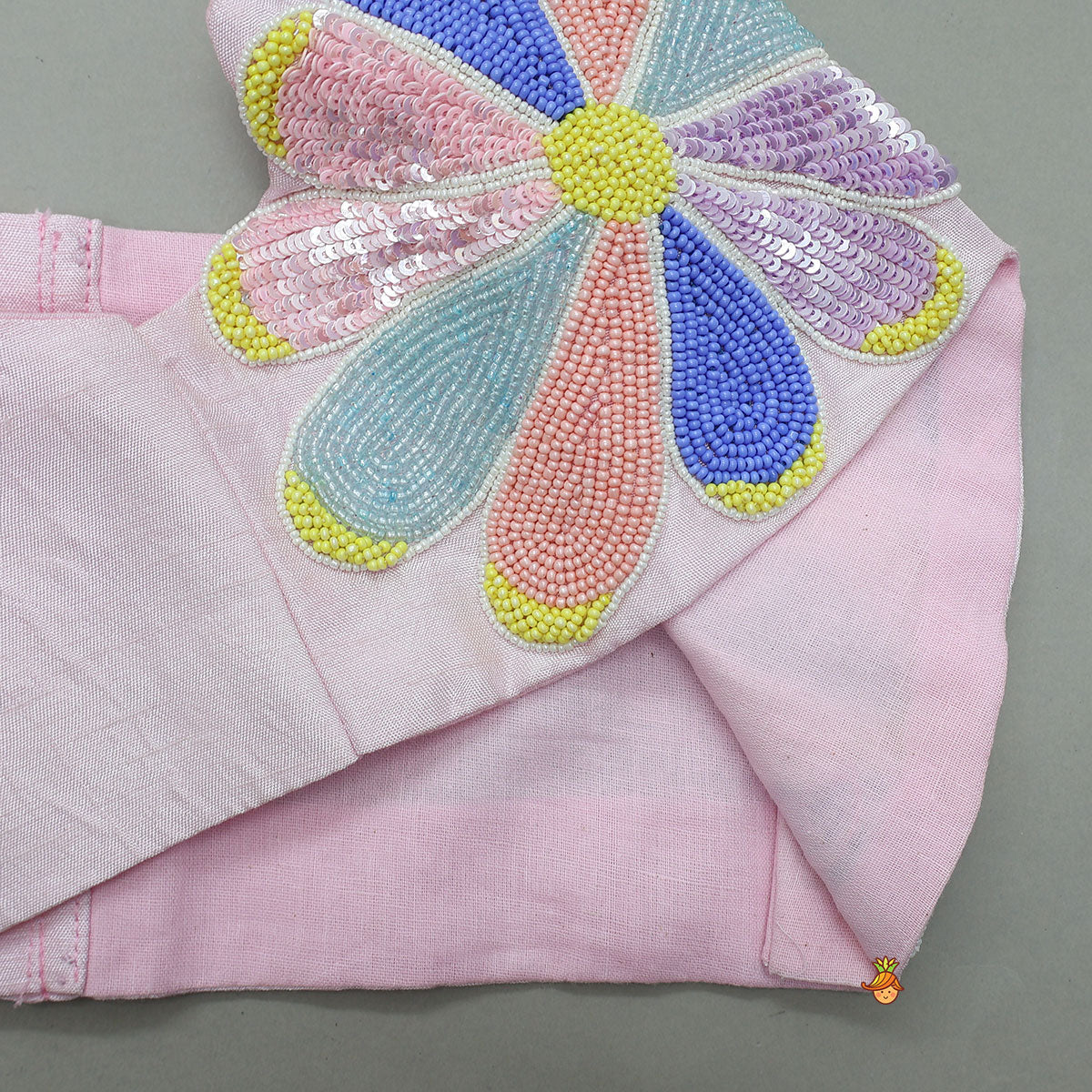 Pre Order: Embroidered Cape-Style Crop Top And Flared Palazzo