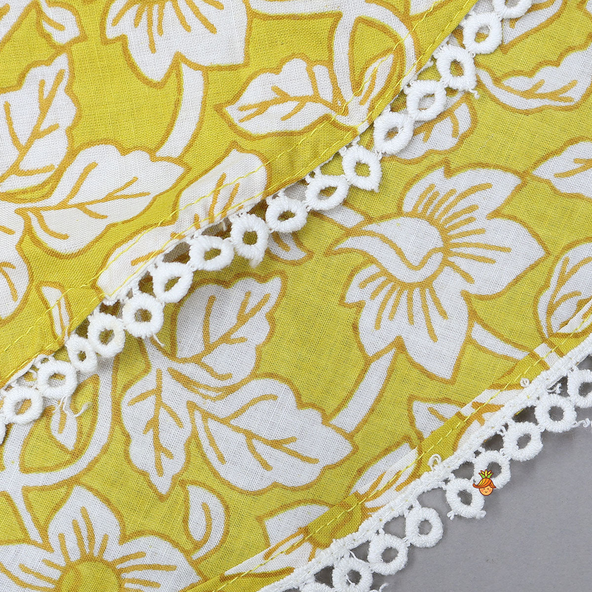 Pre Order: Sleeveless Printed Cotton Kurti And Flared Palazzo With Net Dupatta