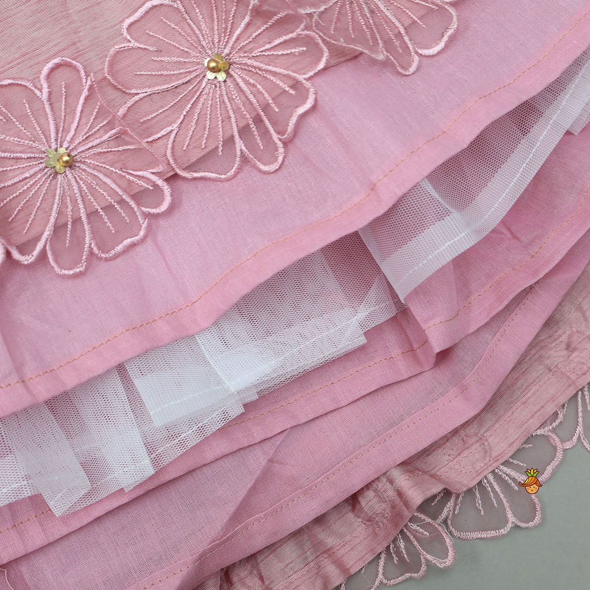 Pre Order: Floral Applique Work Elegant Top And Lehenga