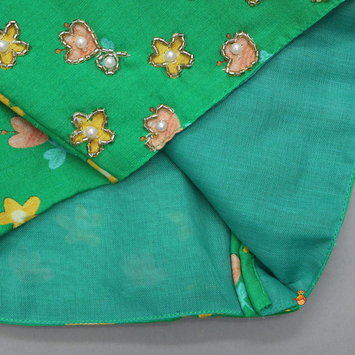Pre Order: Frilled Neckline Crop Top And Lehenga With Matching Net Dupatta