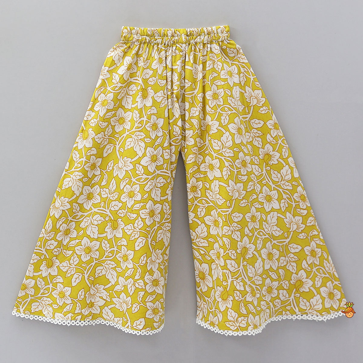 Sleeveless Printed Cotton Kurti And Flared Palazzo With Net Dupatta