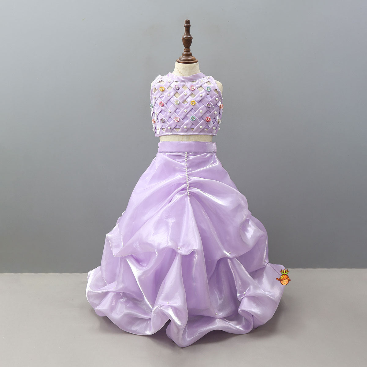 Checkered Design Embellished Top And Classy Lehenga