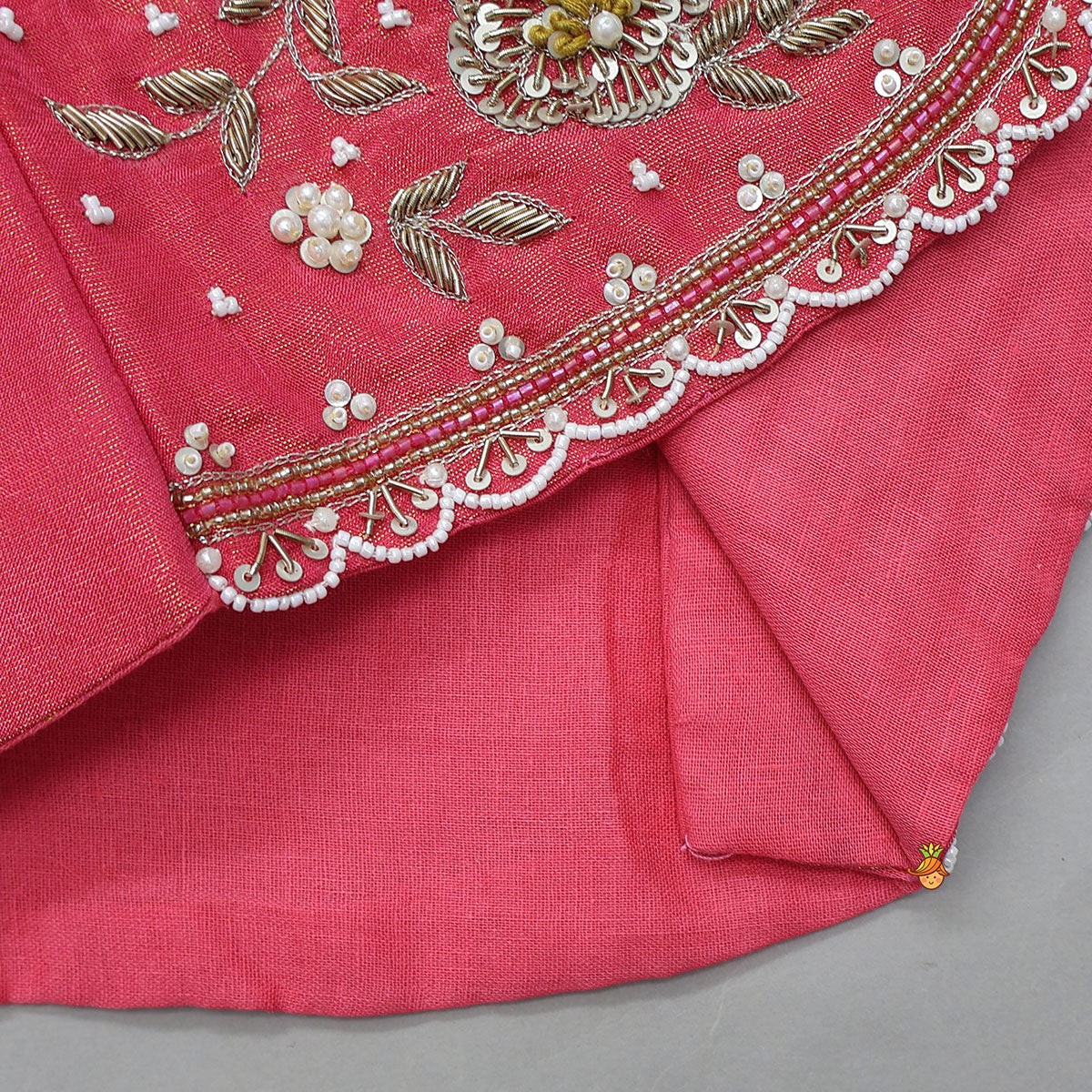 Contrasting Shimmery Crop Top With Embroidered Jacket And Lehenga