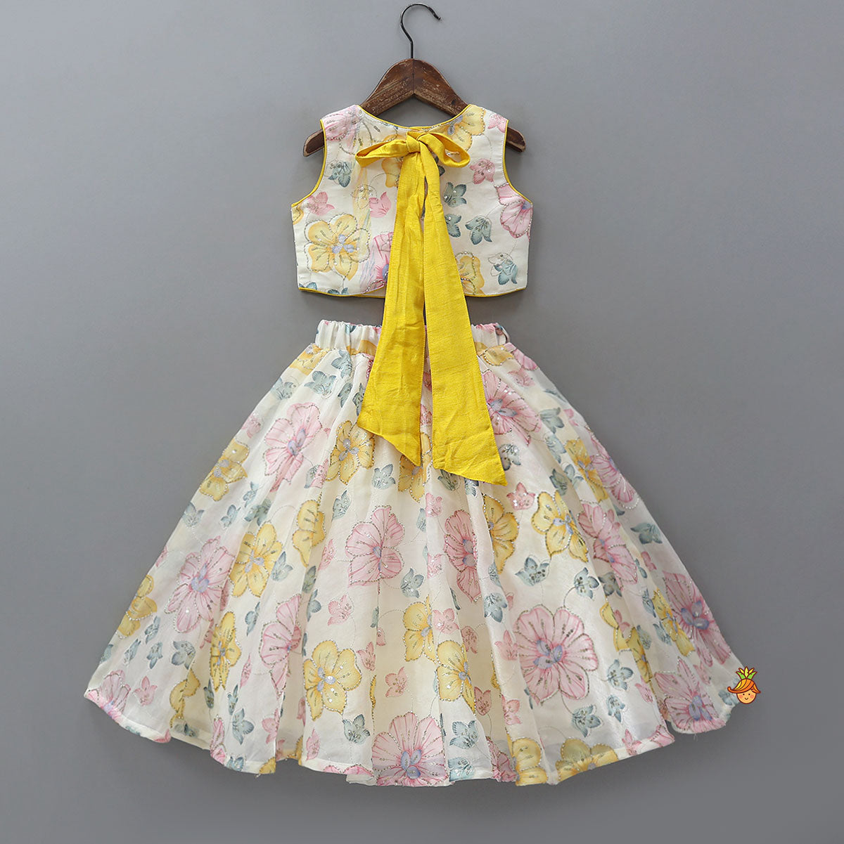 Pre Order: Back Tie-Up Crop Top And Lehenga