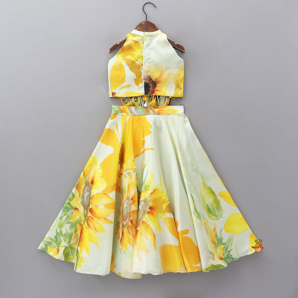 Multiple Hanging Tassel Detail Crop Top And Lehenga