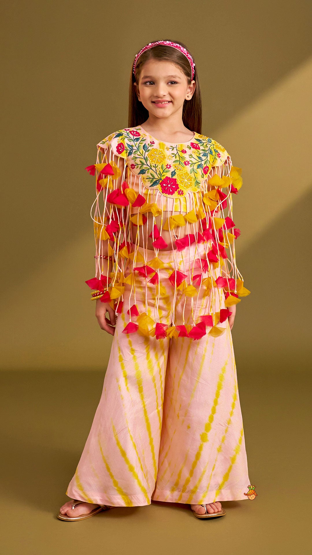 Multiple Hanging Tassel Detail Crop Top And Palazzo