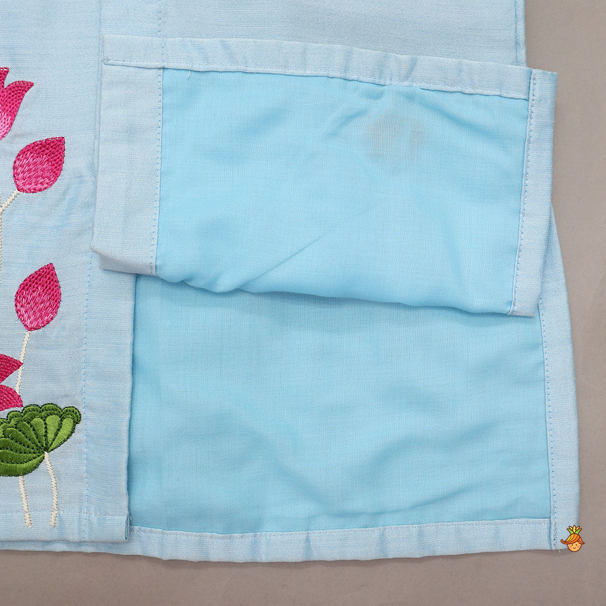 Pre Order: Floral Embroidered Cotton Kurta And Pyjama