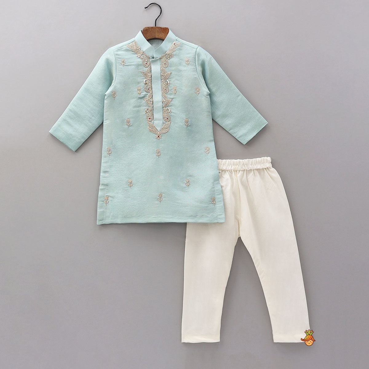 Pre Order: Beautifully Embroidered Shimmery Kurta And Churidar