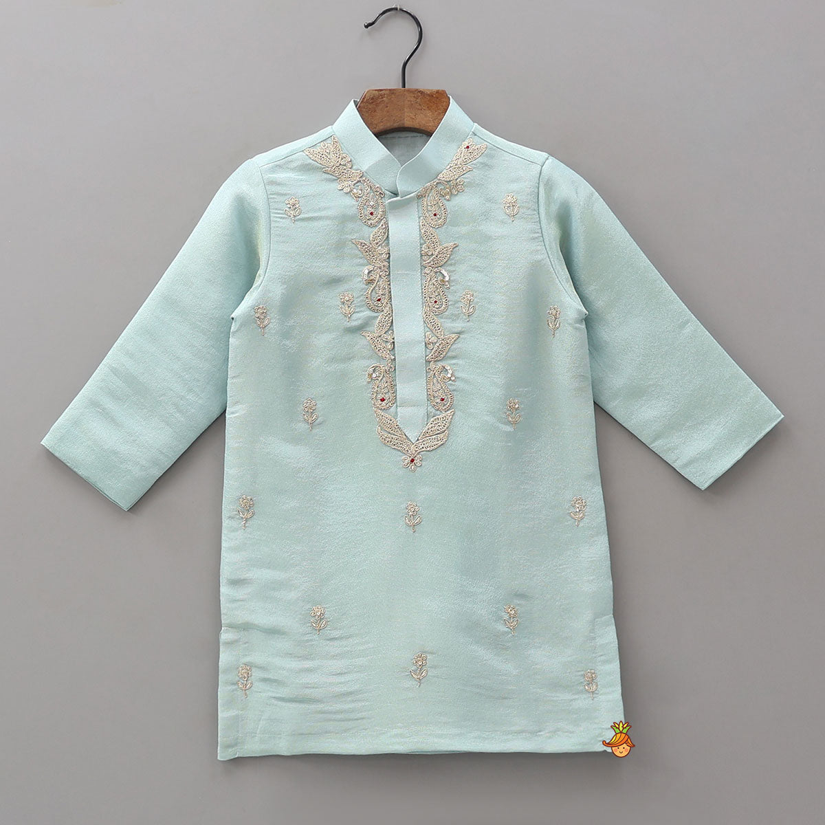 Pre Order: Beautifully Embroidered Shimmery Kurta And Churidar