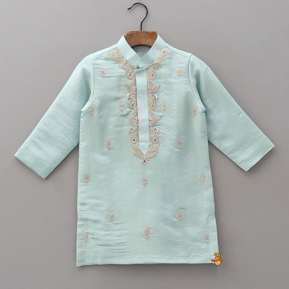 Pre Order: Beautifully Embroidered Shimmery Kurta And Churidar