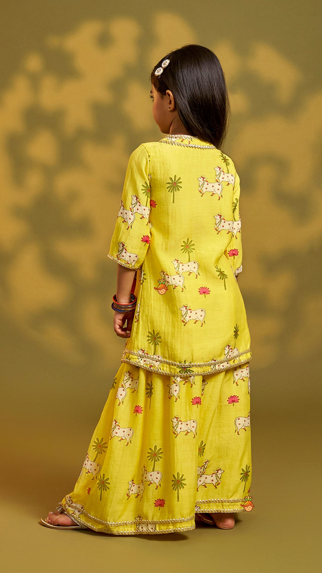 Pre Order: Tie-Knot Detail Angarkha-Style Ethnic Kurti And Palazzo