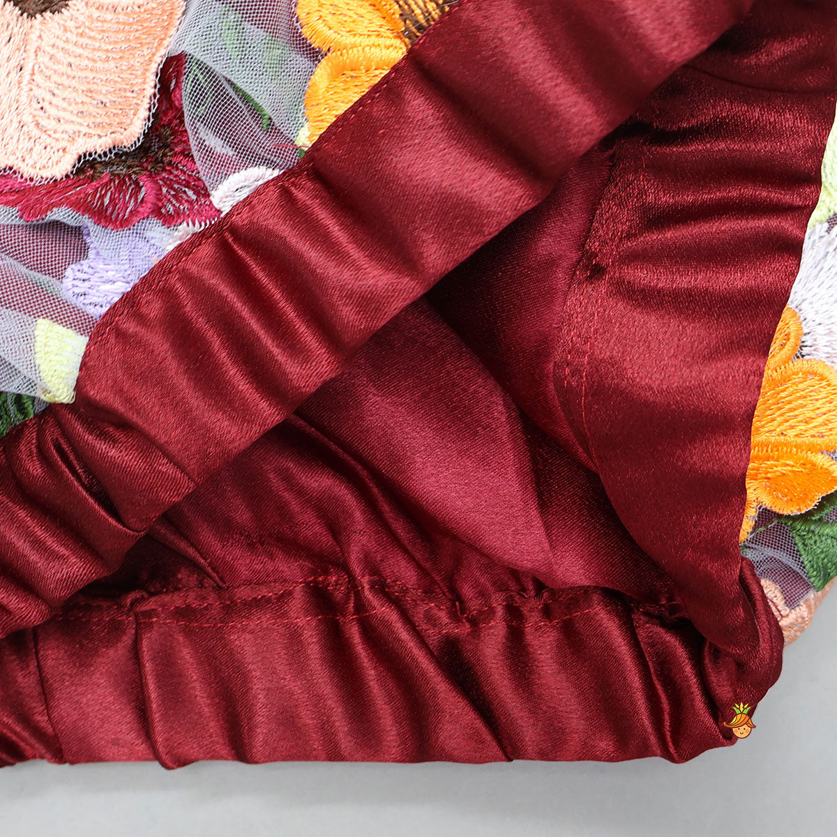 Pre Order: 3D Flowers Embellished Elasticated Top And Dhoti Style Skirt