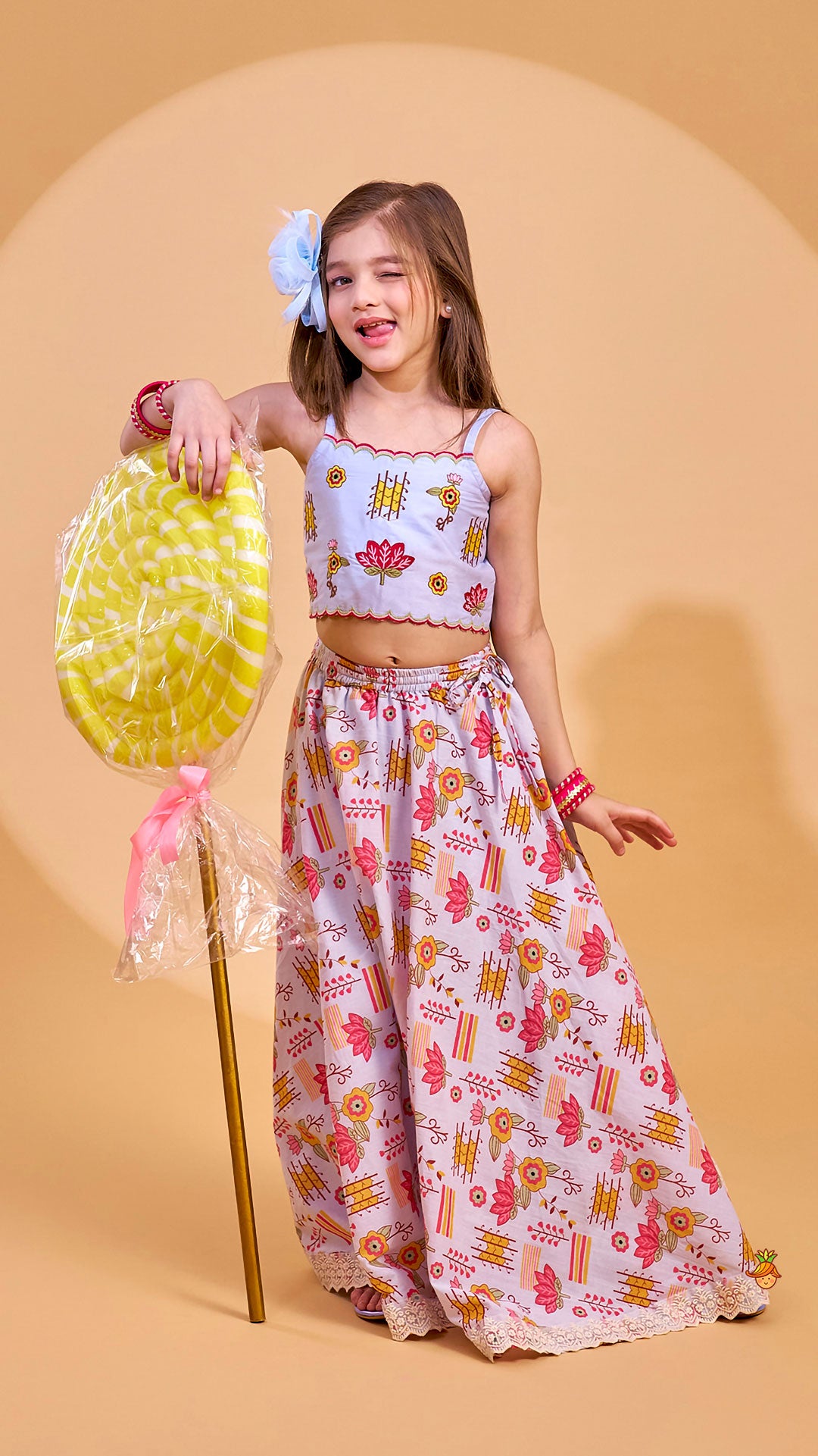 Pre Order: Embroidered Strappy Crop Top And Matching Lehenga