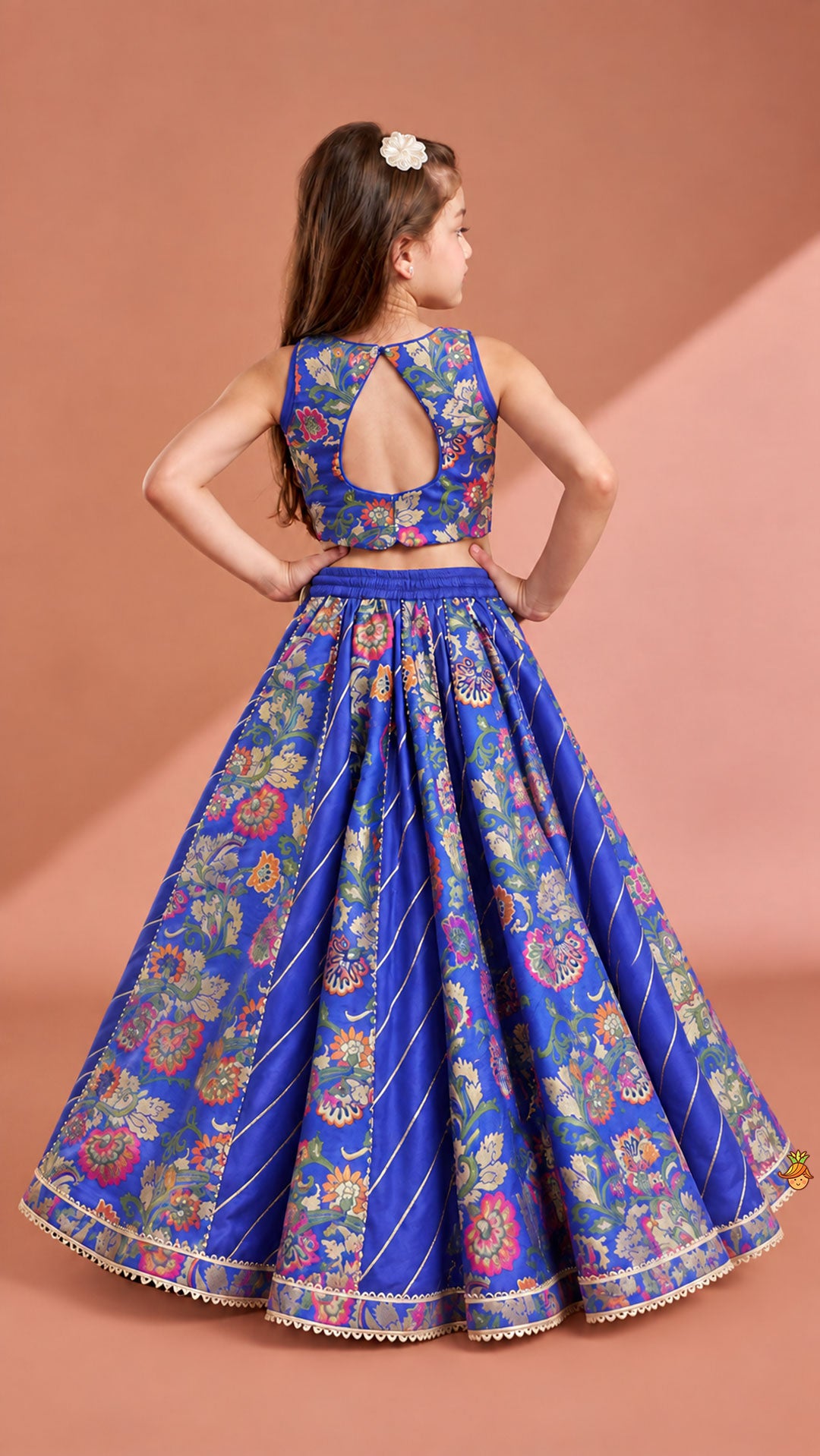 Pre Order: Gorgeous Brocade Crop Top And Lehenga With Matching Dupatta