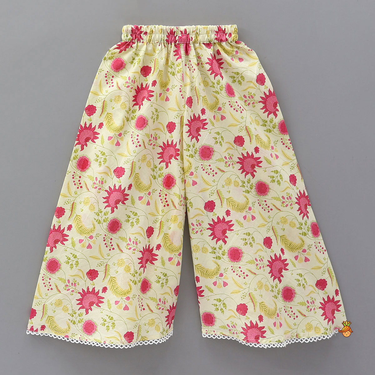 Sleeveless Printed Kurti And Flared Palazzo With Net Dupatta