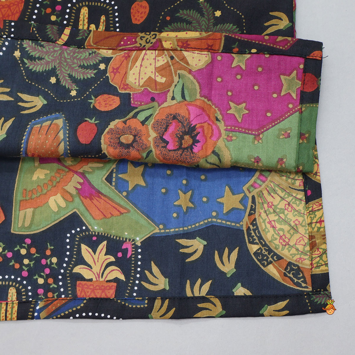 Pre Order: Lace Work Printed Kurta With Pyjama