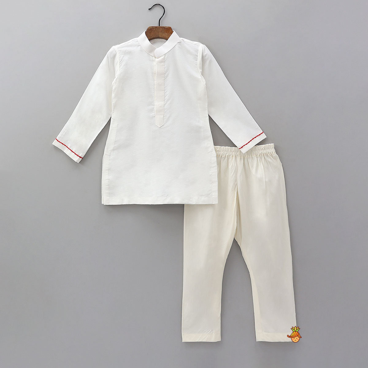 Mandarin Collar Kurta With Dual Tone Jacket And Pyjama