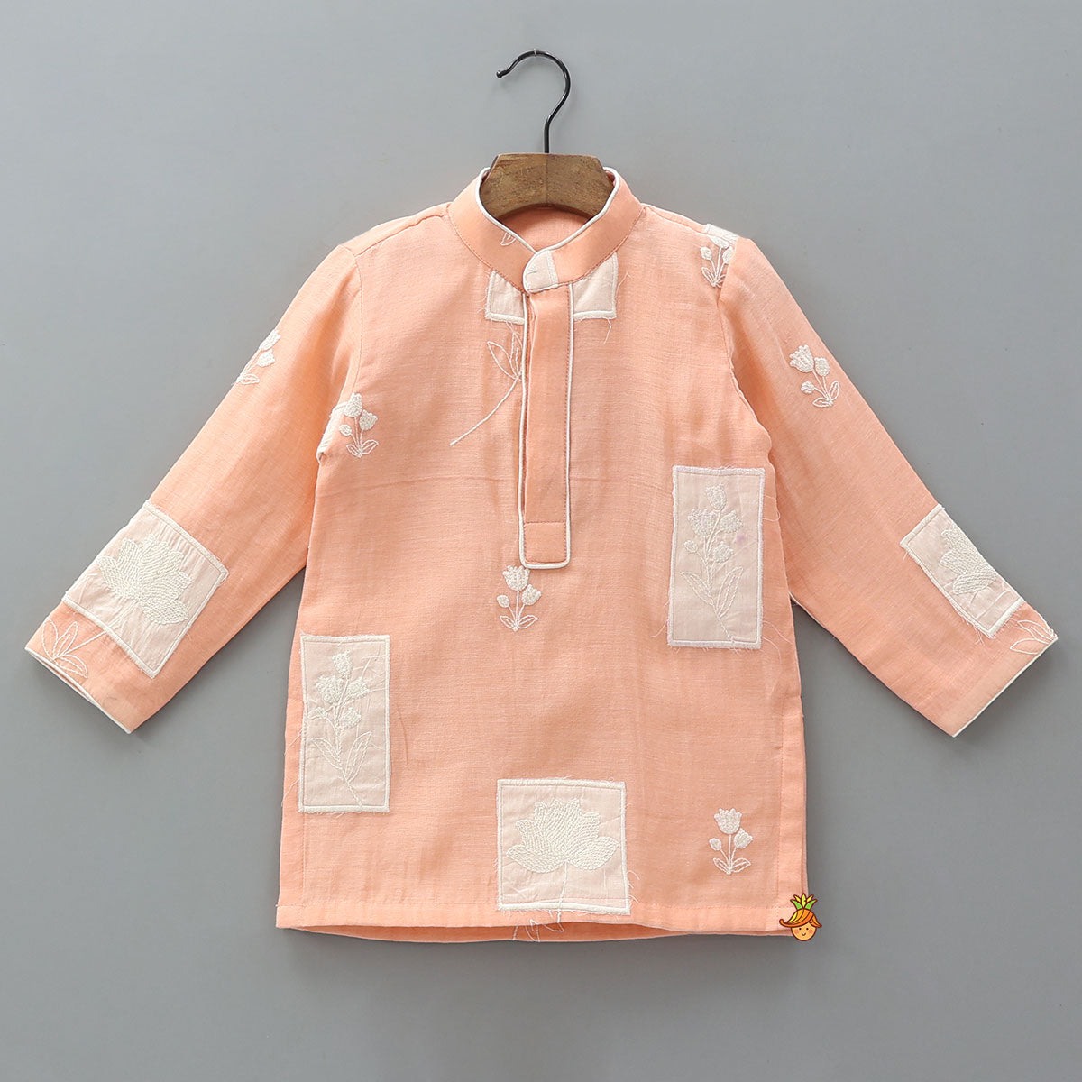 Exquisite Floral Applique Work Kurta And Pyjama