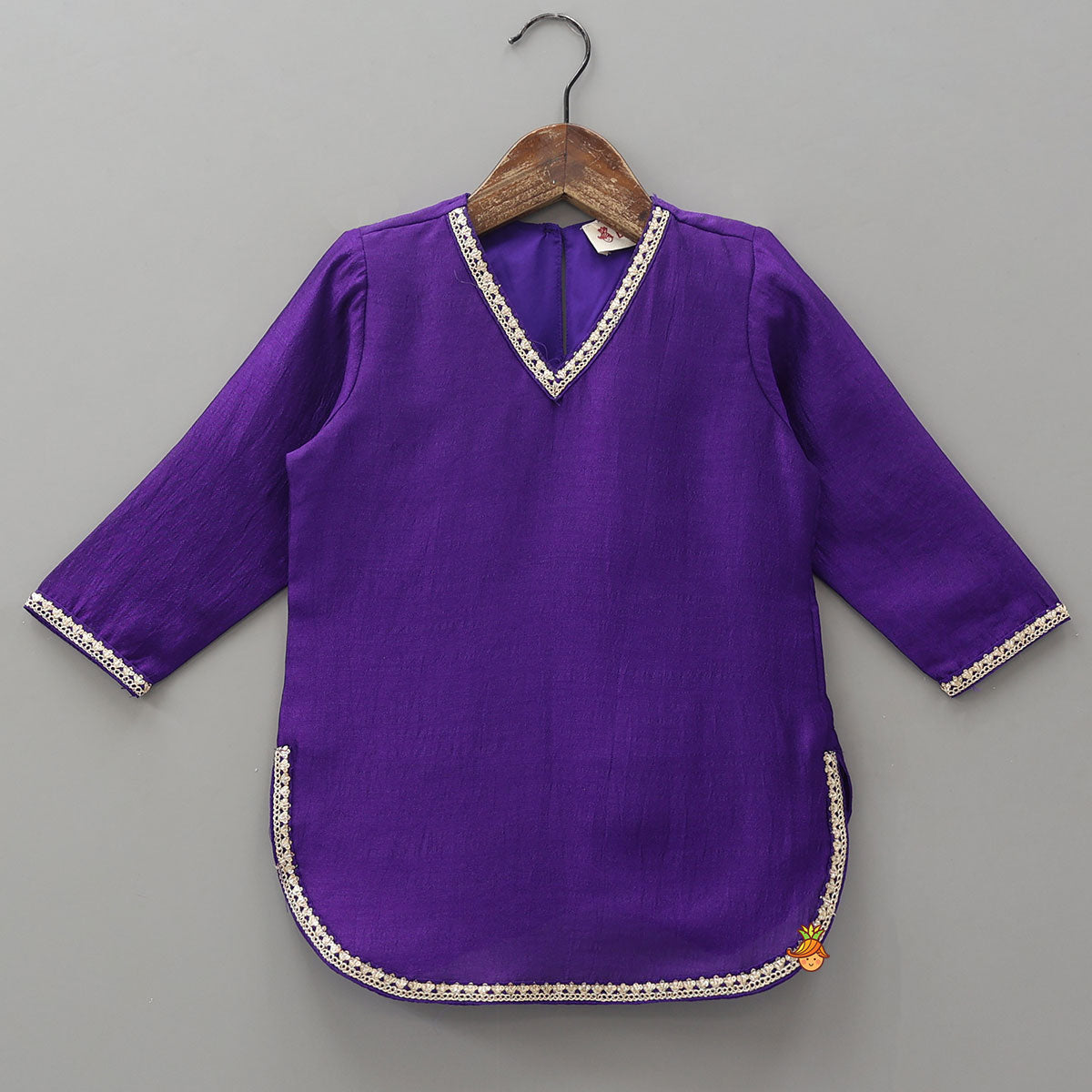 V Neck Curved Hem Kurti And Patiala With Matching Dupatta