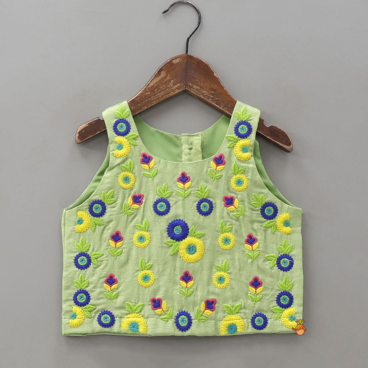 Pre Order: Floral Thread Embroidered Sleeveless Crop Top And Flared Palazzo