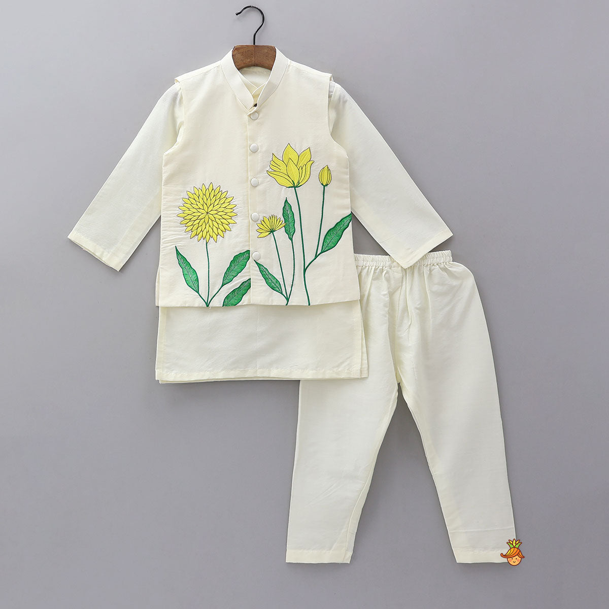 Pre Order: Ethnic Kurta With Beautifully Embroidered Jacket And Pyjama