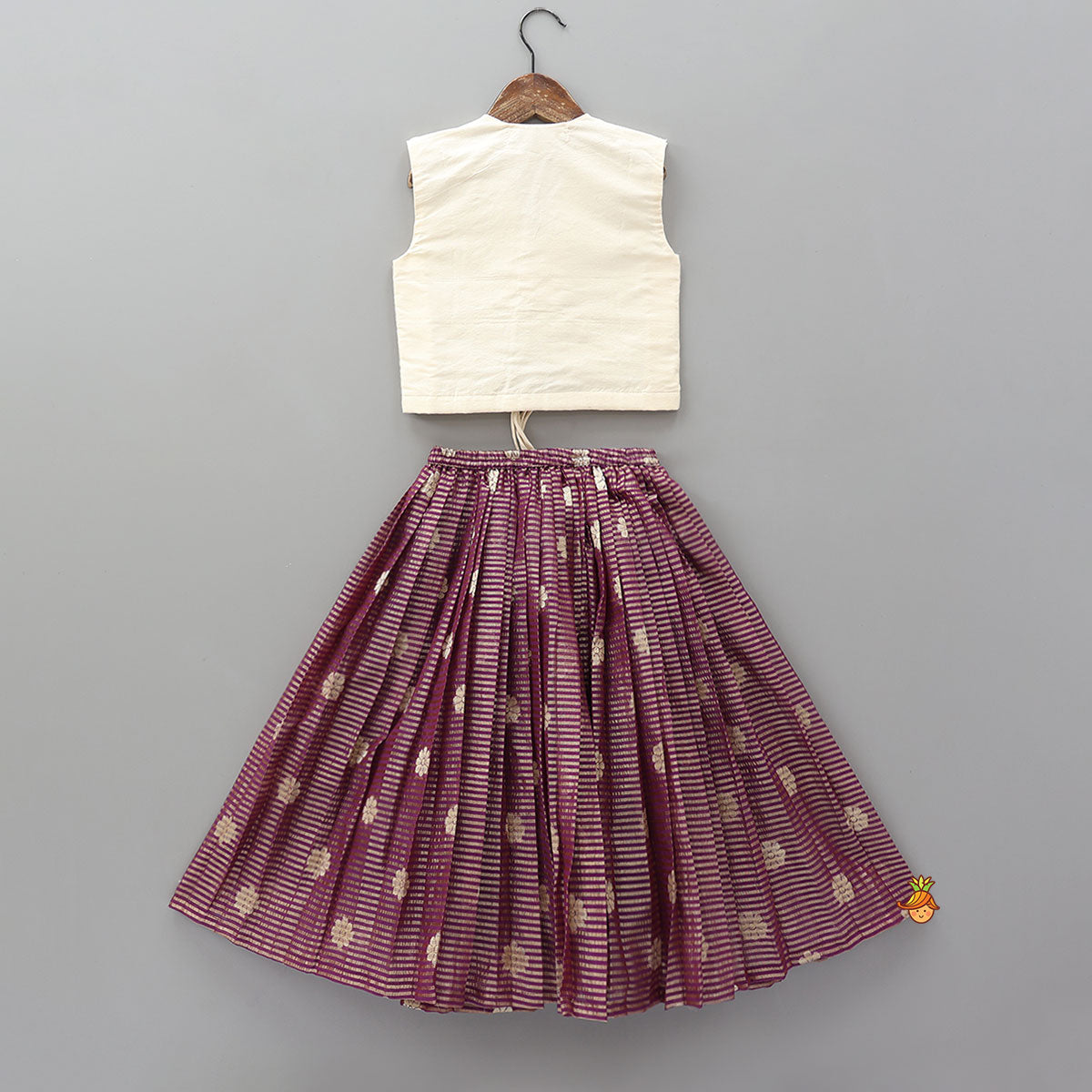 Pre Order: Front Tie-Knot Crop Top And Lehenga