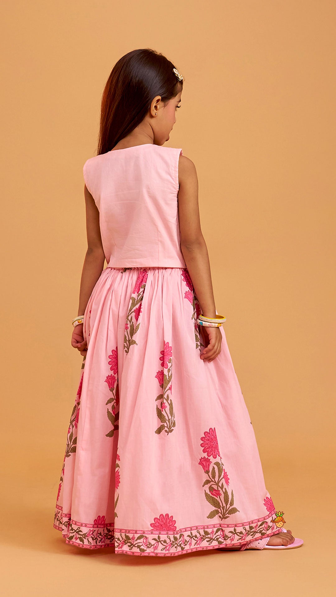 Floral Printed Asymmetric Top And Lehenga
