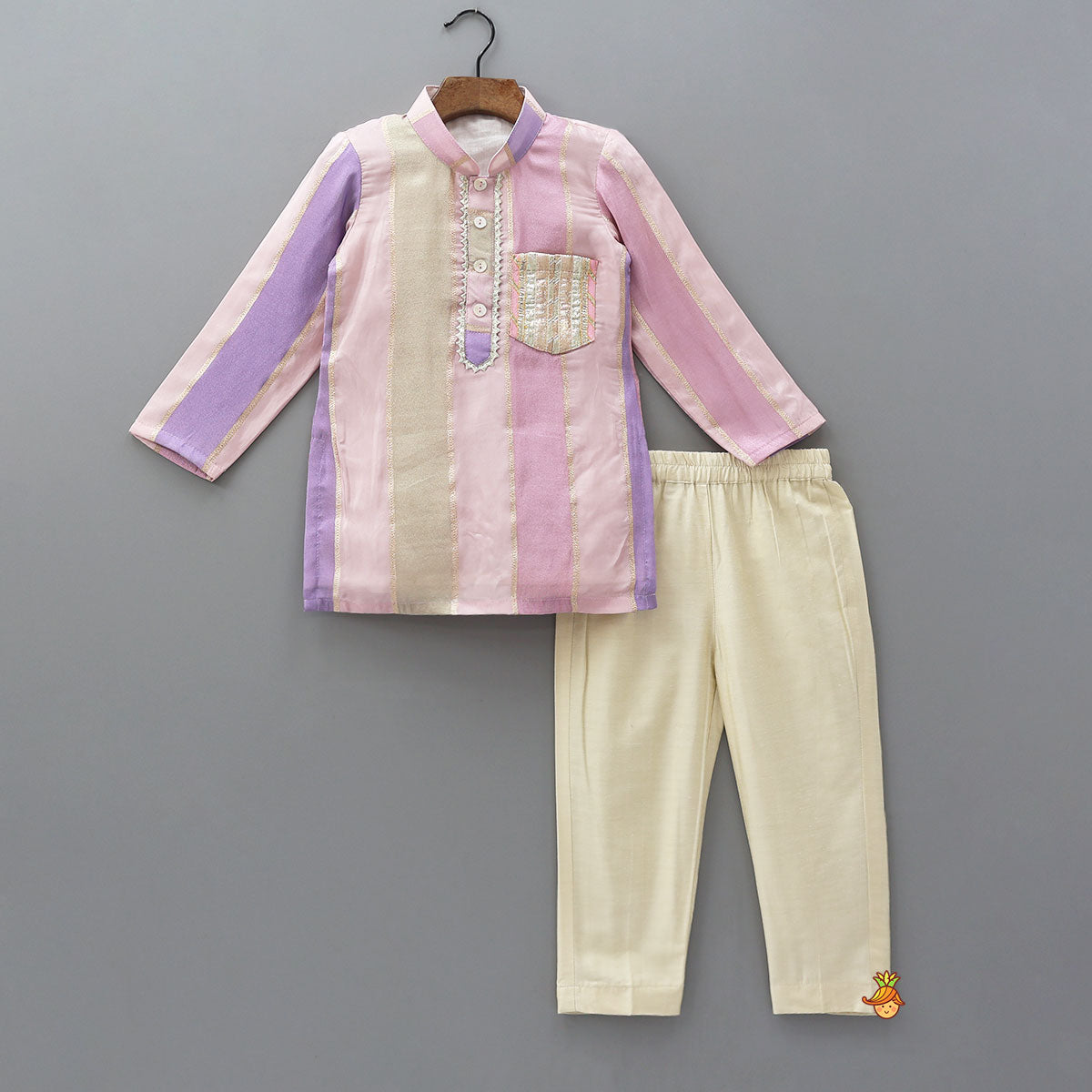 Pre Order: Lace Work Shimmery Kurta And Pyjama